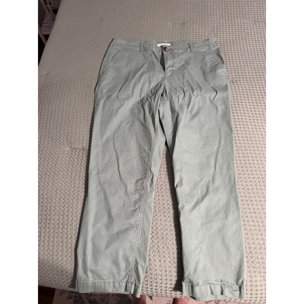Loft Monroe Slim Chino Pants Sage Green Women Size 14 Mid Rise Stretch Cotton